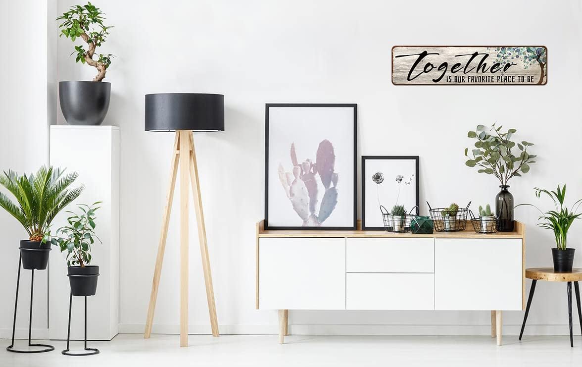 Family Wall Art Decor Inspirational Quotes Wall Hanging Sign -Together is Our Favorite Place to Be-Motivational Home Wall Art Decor Tin Plaque Sign 4"x16" - Image 6