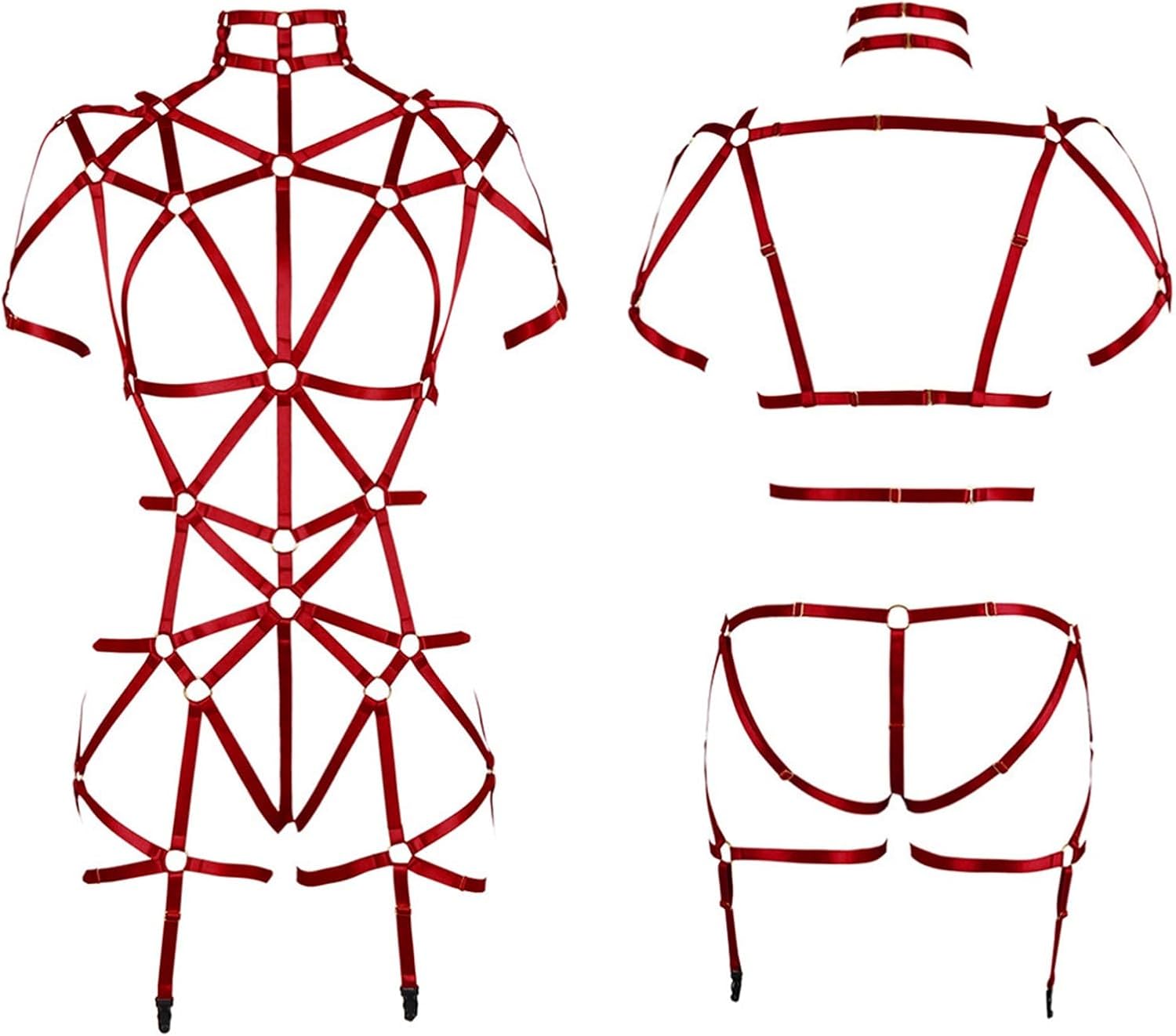 Women Full Body Harness Garter Belt Punk Belt BDSM Lingerie Goth Bondage Elastic Suspender Belt Rave Garters
