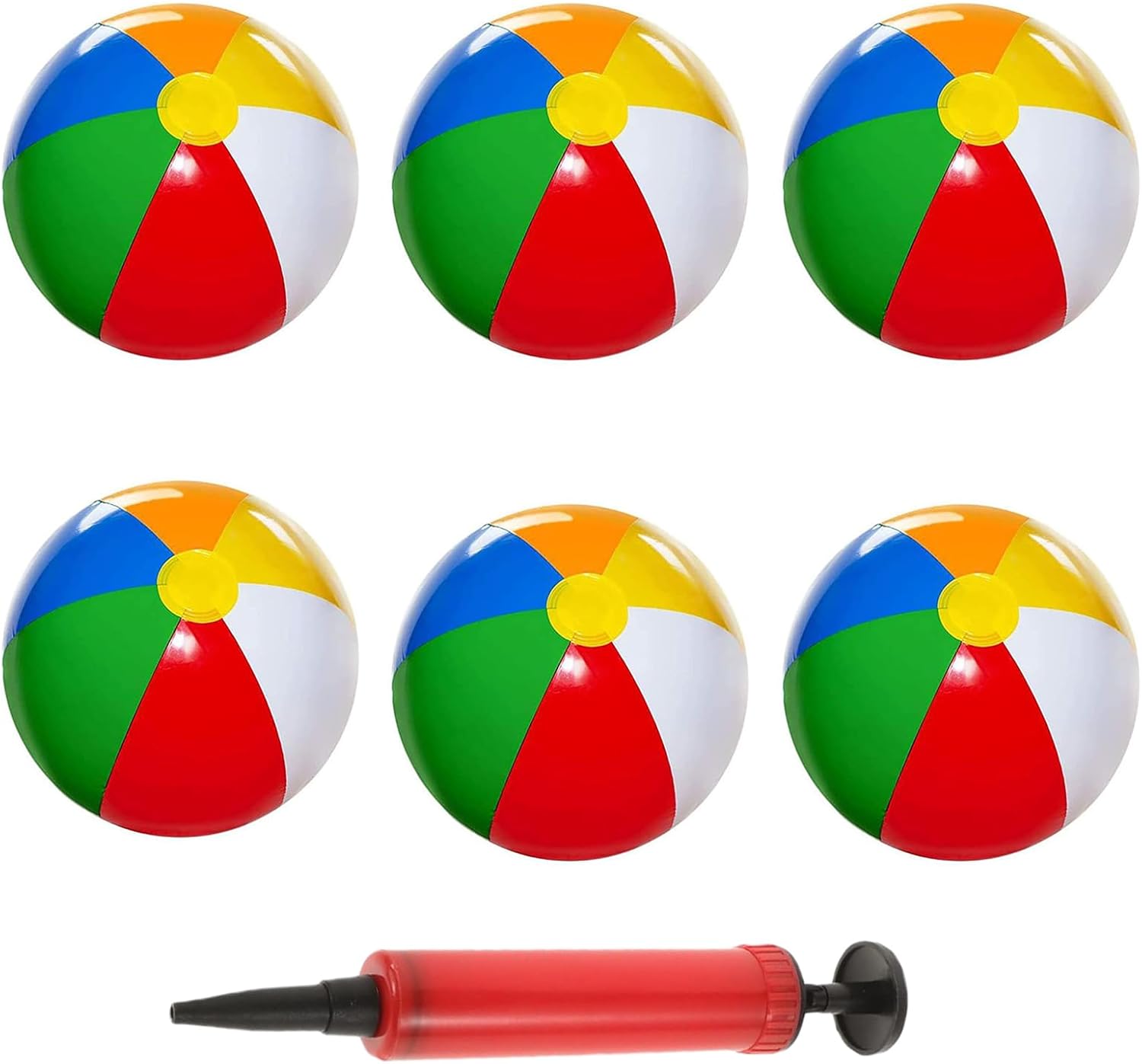 JISRKP 6 PCS Beach Balls Inflatable 11.8In Rainbow Coloured Holiday Inflatable Ball Inflatable Beach Ball for Summer Outdoor Activity Water Games Swimming Pool Beach Equipped (with Inflation Pump) JISRKP 6 PCS Beach Balls Inflatable 11.8In Rainbow Coloured Holiday Inflatable Ball Inflatable Beach Ball for Summer Outdoor Activity Water Games Swimming Pool Beach Equipped (with Inflation Pump)