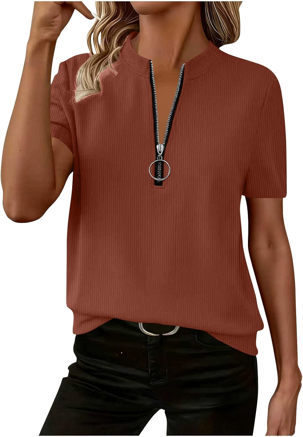 Womens Lightweight Spring Pullover - Casual Short Sleeve Crew Neck Top, Soft and Breathable Layer for Warm Weather