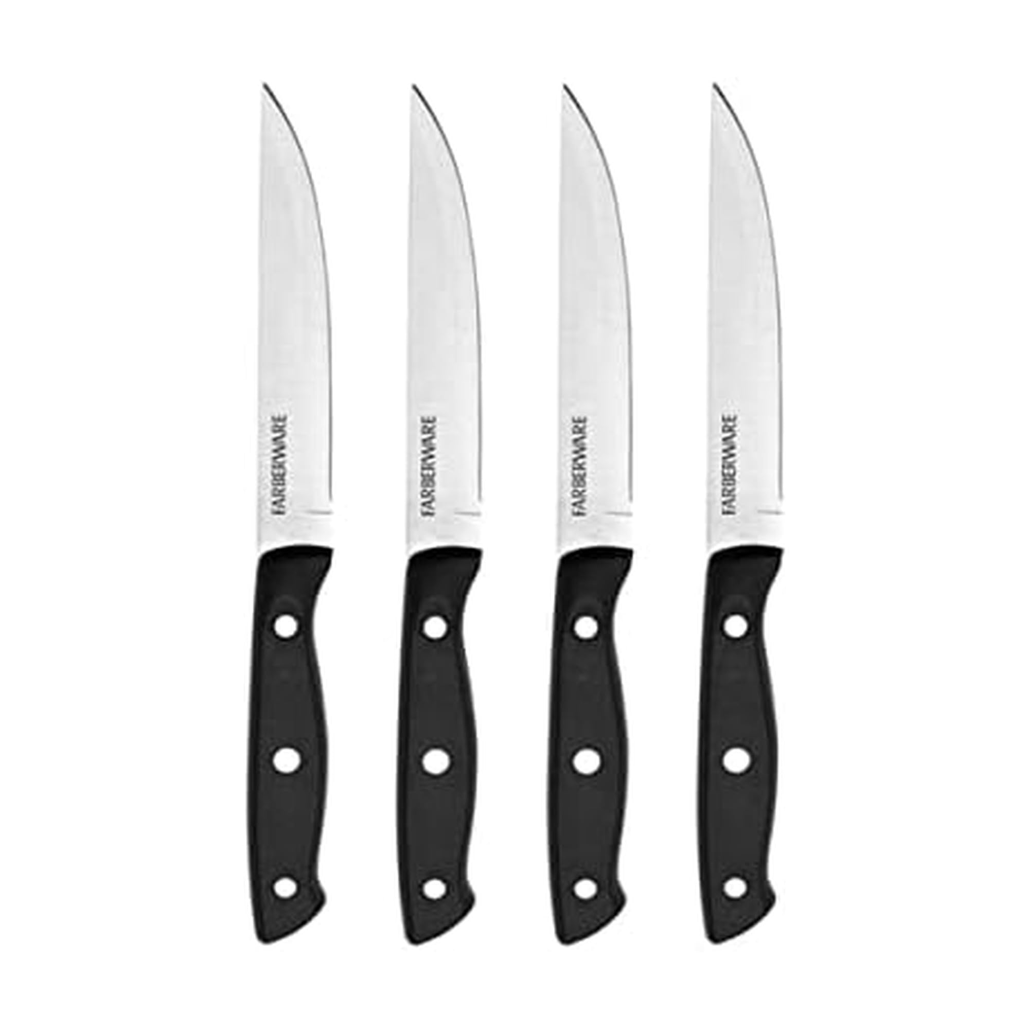 Farberware Triple Riveted Steak Knife Set, 4 Piece, Black