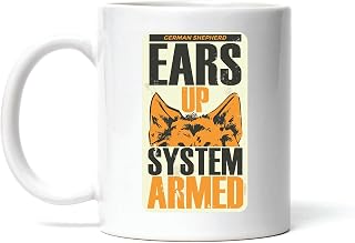 German Shepherd Ears Up System Gift for Dog Lovers and Armed Forces Personnel 11oz 15oz White Coffee Mug