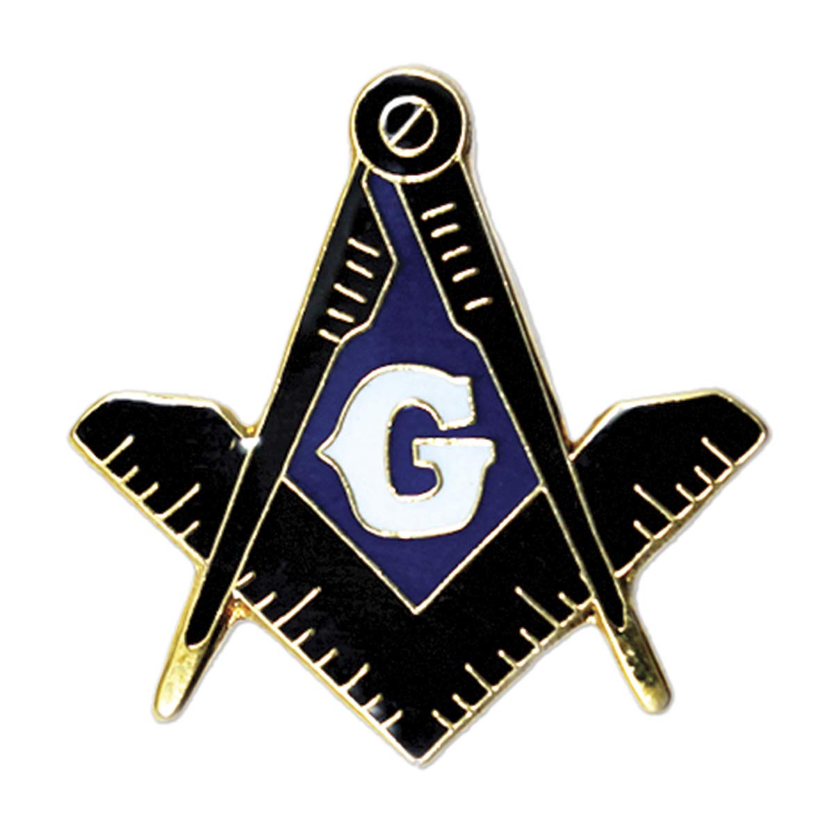 The Masonic ExchangeSquare & Compass Black & Gold Freemason Lapel Pin - 7/8" Tall