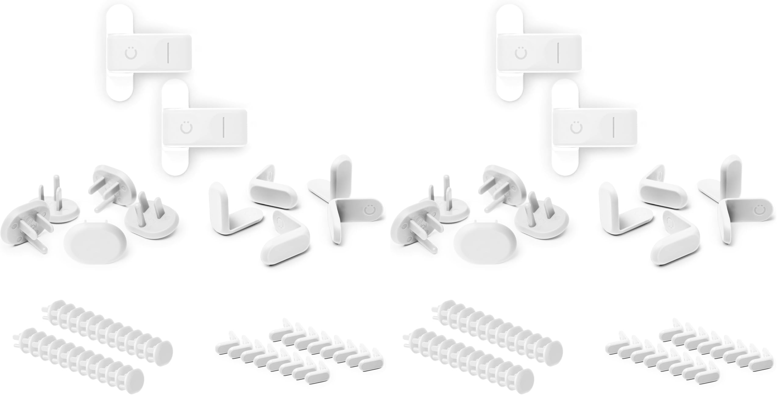 Ubbi Safety Bundle, Safeguarding and Baby Proofing Set, Includes 36 Outlet Covers, 16 Table Corner Protectors and 2 Pinch Guards, Child Safety Kit, White (Pack of 2)