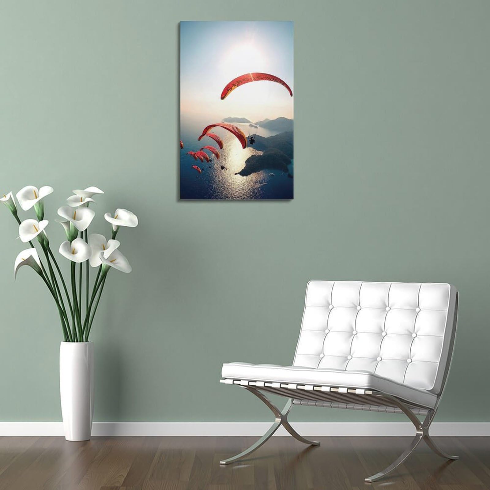 YCGYMX Poster sportivo su tela, motivo: foto aerea della squadra in parapendio, poster decorativo da parete e stampa artistica moderna, poster decorativo per la camera da letto (50 x 75 cm)