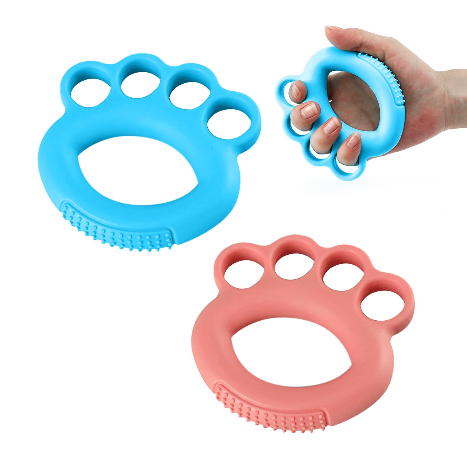 Lot De 2 Exerciceurs Pour Doigts - Renforcement Musculaire Et Rééducation - Anti-stress, Poignée Ergonomique - Bleu Et Orange