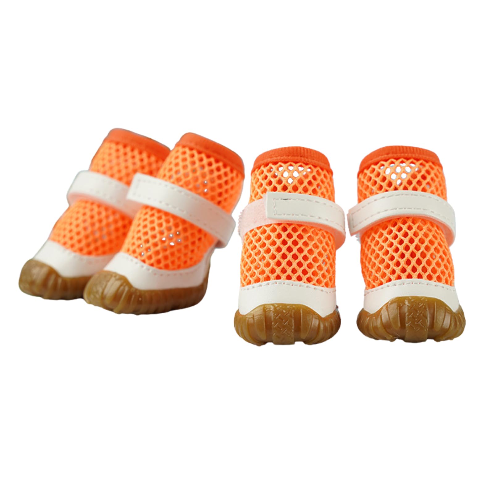 4PCS Dogs Breathable Mesh Shoes,Summer Anti Slip Boots Pet Paw Protection Cove Dog Outdoor Anti-Dirt Anti Scalding Walking Footwear_2#(Orange) — image 1