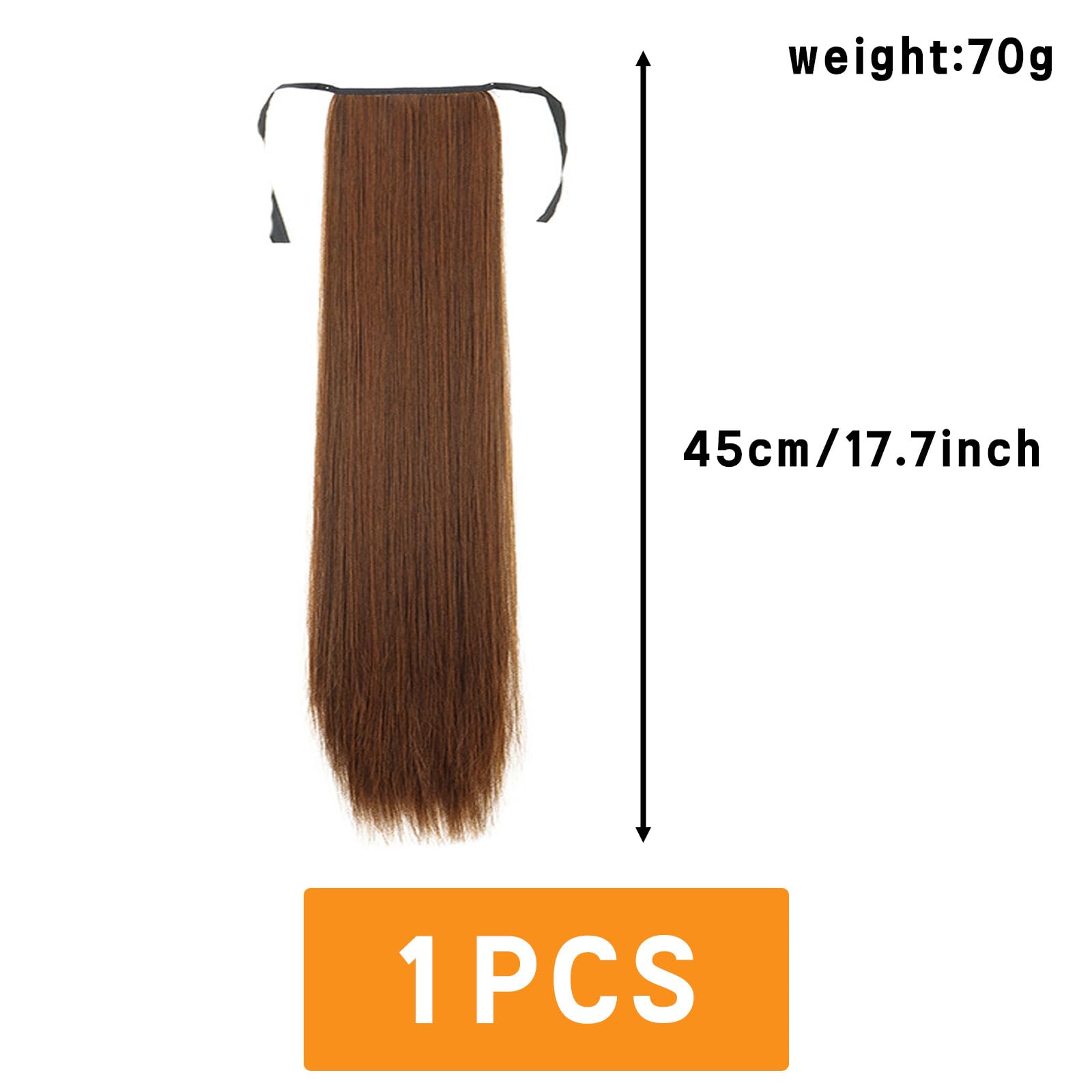 Clip in Hair Extension Short Straight Wrap Around Ponytail Extension Fluffy Synthetic Hair Pieces for Women Girls 2206-45 - Image 2