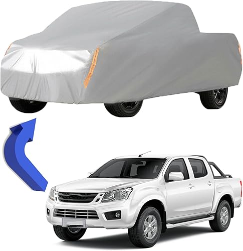 Cobertura completa para automóvil, para todo tipo de clima, para exteriores e interiores, color plateado, para camioneta pickup universal hasta 210