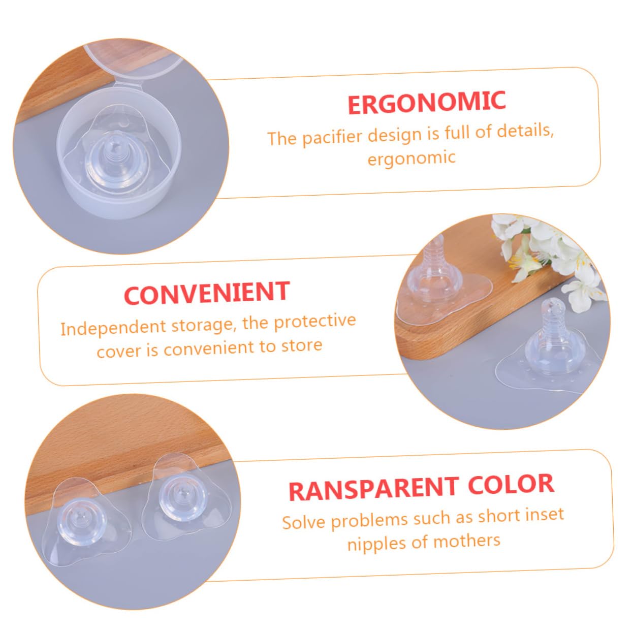 IWOWHERO Breastfeeding Shield Set 2pcs Silicone Nipples Protector Natural Soft for Baby's Comfort Nursing Covers for Breastfeeding