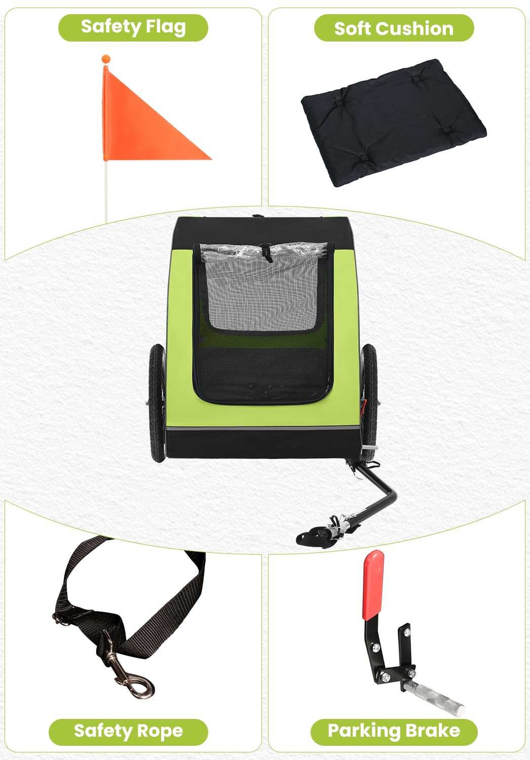 Sepnine Carrito para Perros, Remolque Bici Perro,Remolque de Bicicleta para Perros pequeños y medianos de Menos de 40 kg