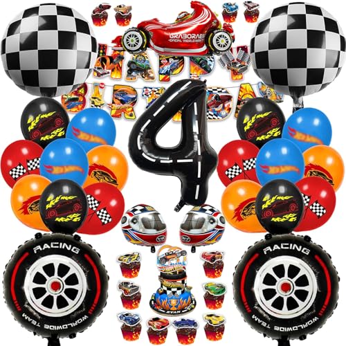 Chingcoo 54 Peças Hot Wheels 4 Anos, Decoração para Festas e Jogos de Criança, Balões Temáticos Carros