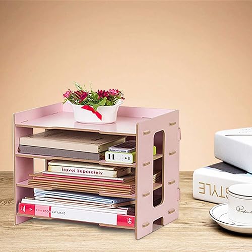 Miniatura 6 de Cyrank Organizador de archivos de escritorio, moderno, de madera, mesita de noche, oficina, bandeja organizadora de cartas, estante de exhibición,