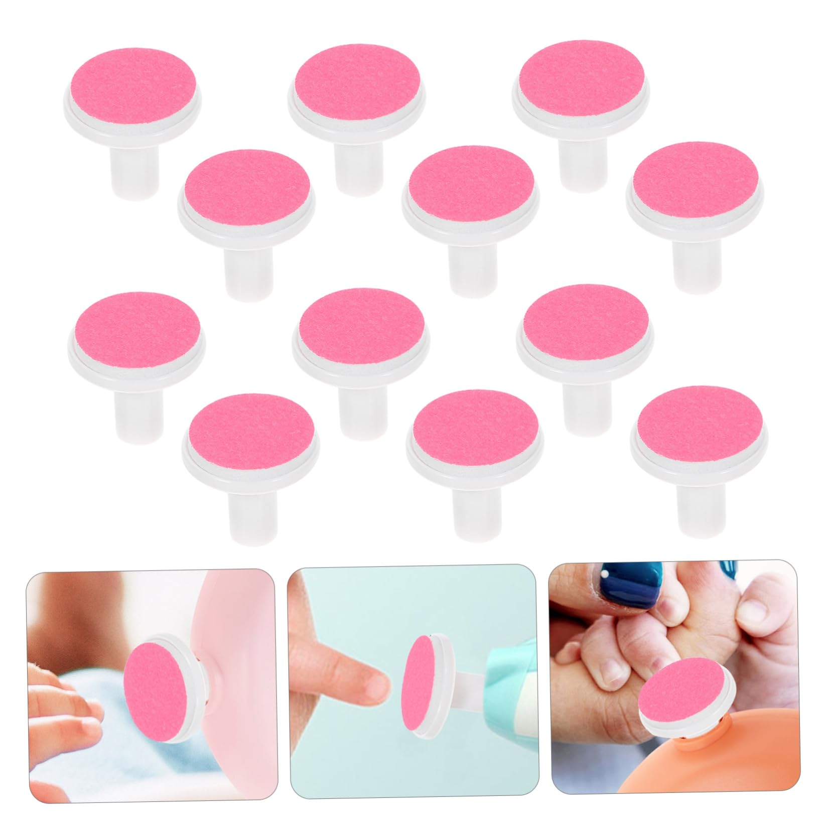 Mikikit Almohadillas para Pulir Uñas de Ñiño 12 Piezas Cabezales de Repuesto Eléctricos, Diseño Conveniente y Fácil de Reemplazar para Cuidado Seguro