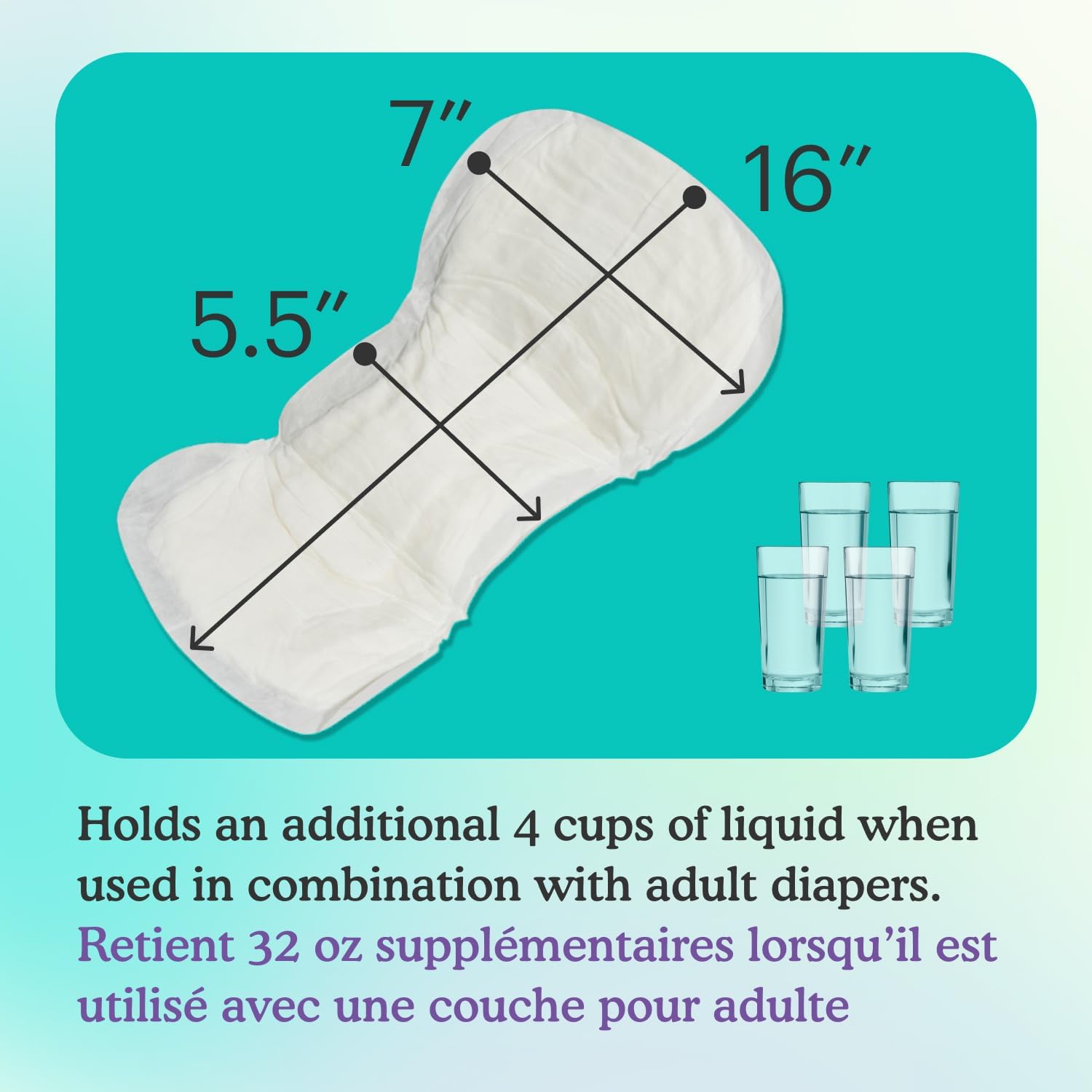 Because Overnight Booster Pads Fit All Adult Diapers, Helps Keep Your Adult Diaper Active All Night, Adds 4 Cups to Incontinence Underwear, Extra Absorbency, 22 Count (Packaging May Vary) - Image 5