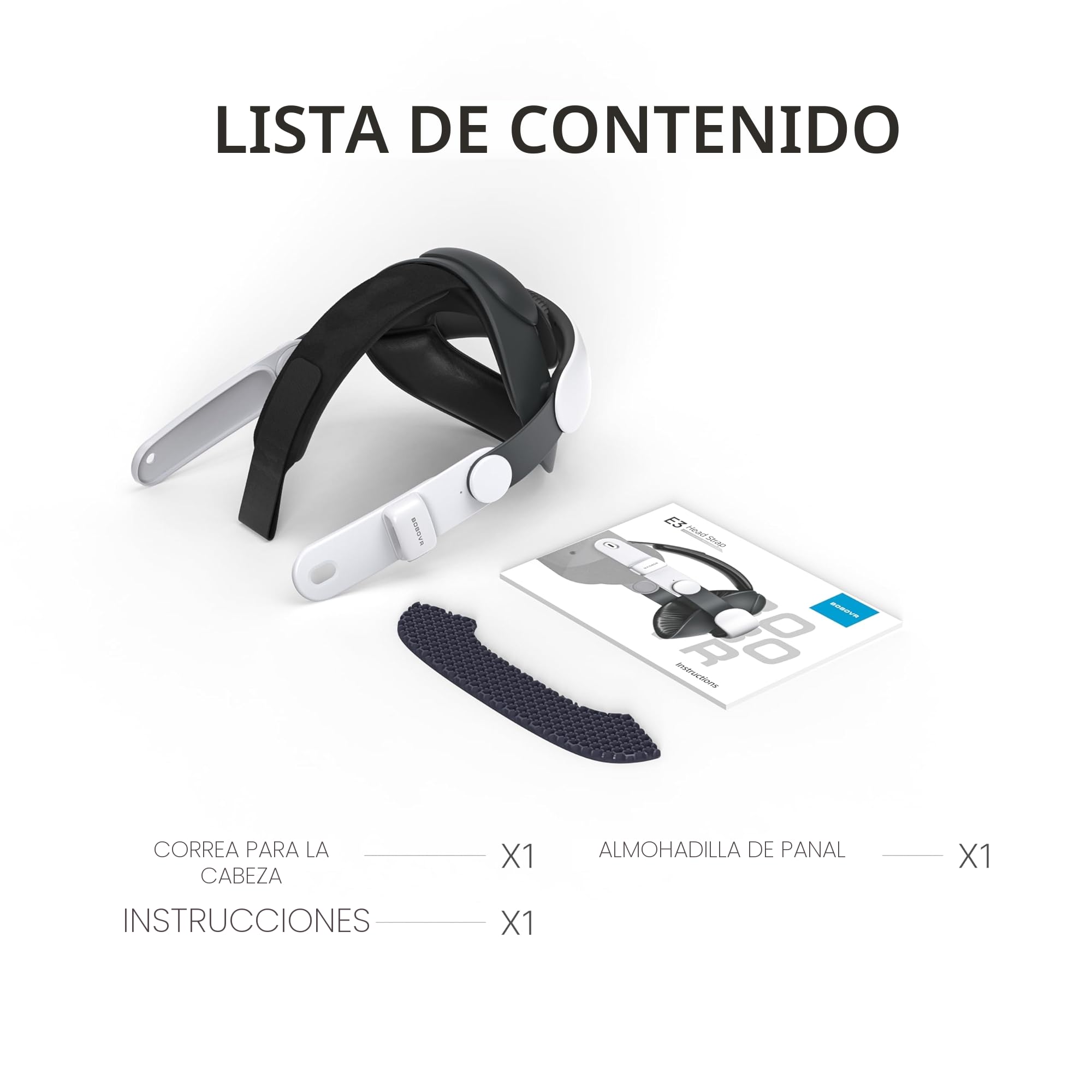 BOBOVR E3 Correa para la Cabez,Compatible con Meta Quest 3/3S, Sistema de Equilibrio Trasero, Bloque de Peso Ajustable de 70g