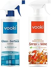 Vooki Nature Smooth Glass Surface Cleaner and Ecofriendly Hard Stains Spray and Wipe, Home and Commercial Use - 500 ml Each, (Combo Pack of 2)