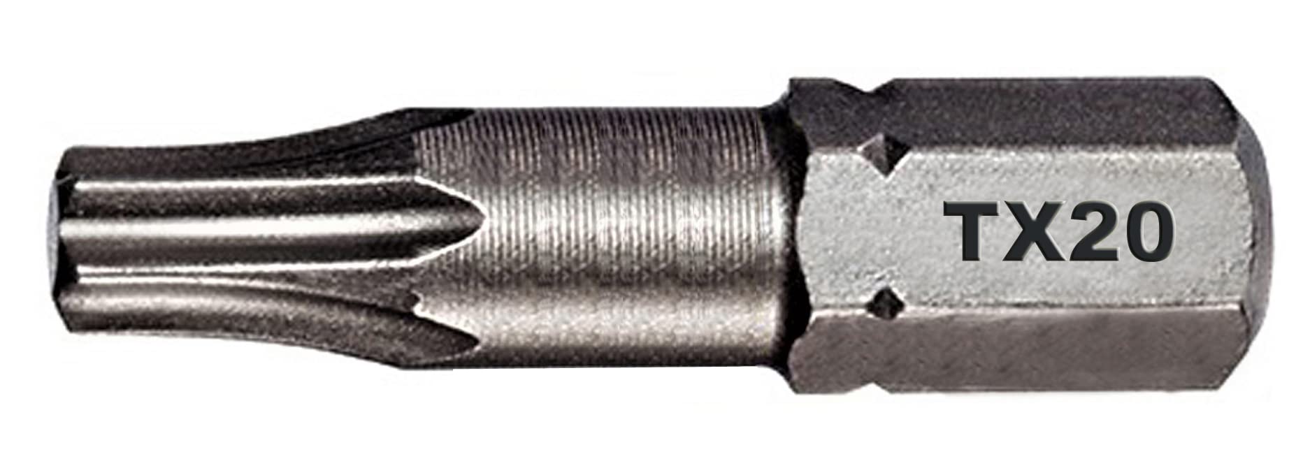 5x TIN Torx Bits T20 – Titan Nitrid Beschichtet, 25 Mm Länge, 1/4" Aufnahme, Made In Germany