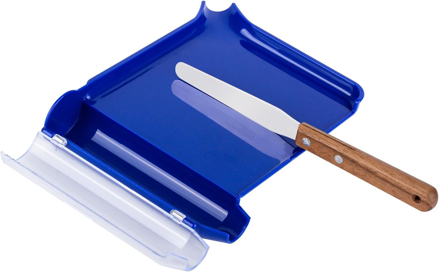Right Hand Pill Counting Tray with Spatula (Blue - Wood Handle)