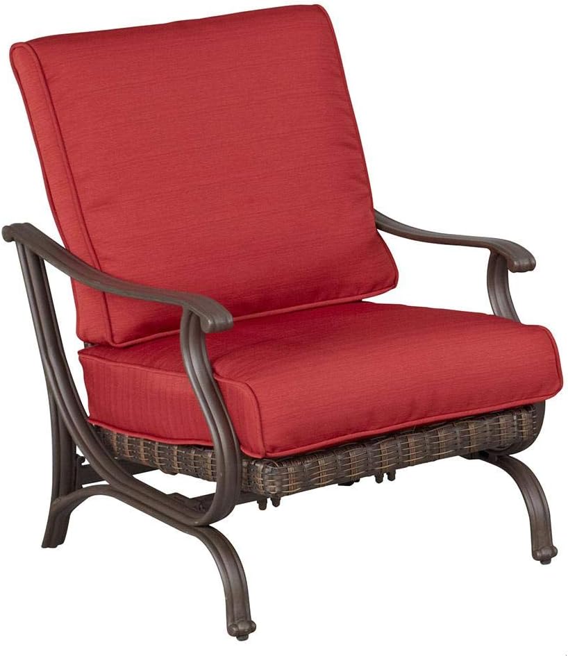 Hampton Bay Pembrey Patio Lounge Chair with Chili Cushions (Pack of 2)