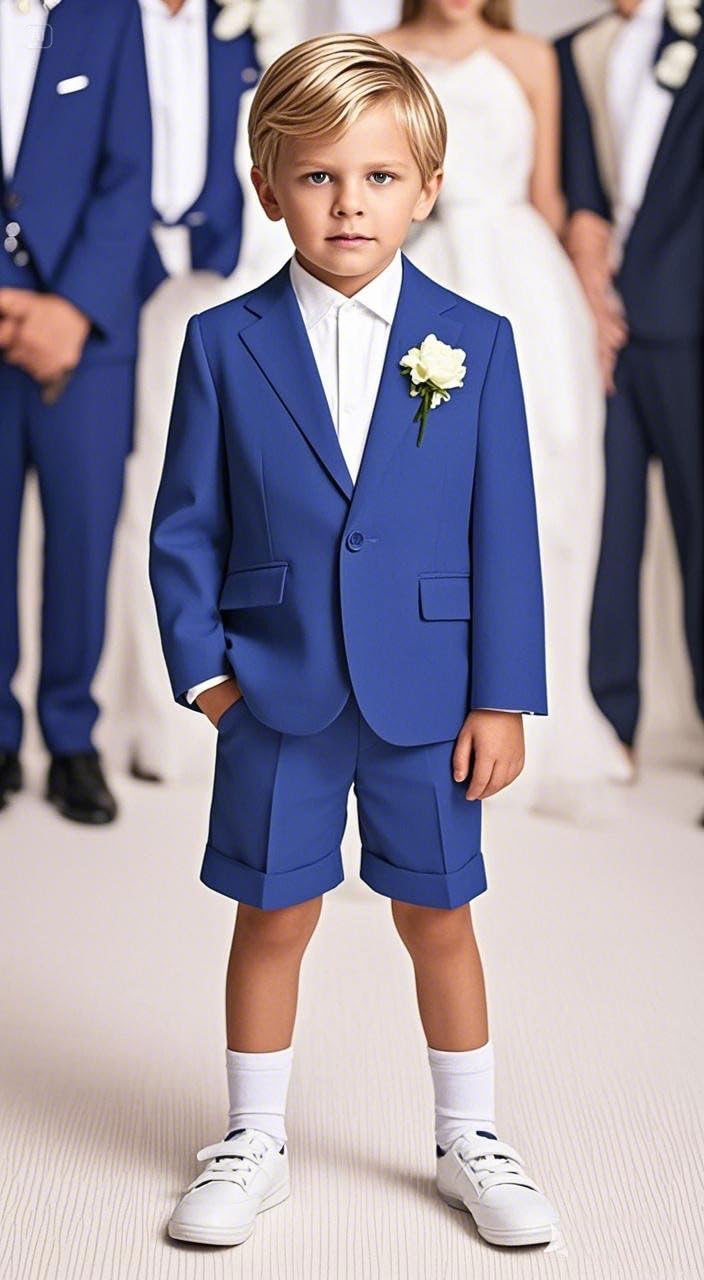 Lot de 2 costumes courts pour garçons pour l'été, mariage, smoking à un bouton, blazer court et porteur d'anneaux