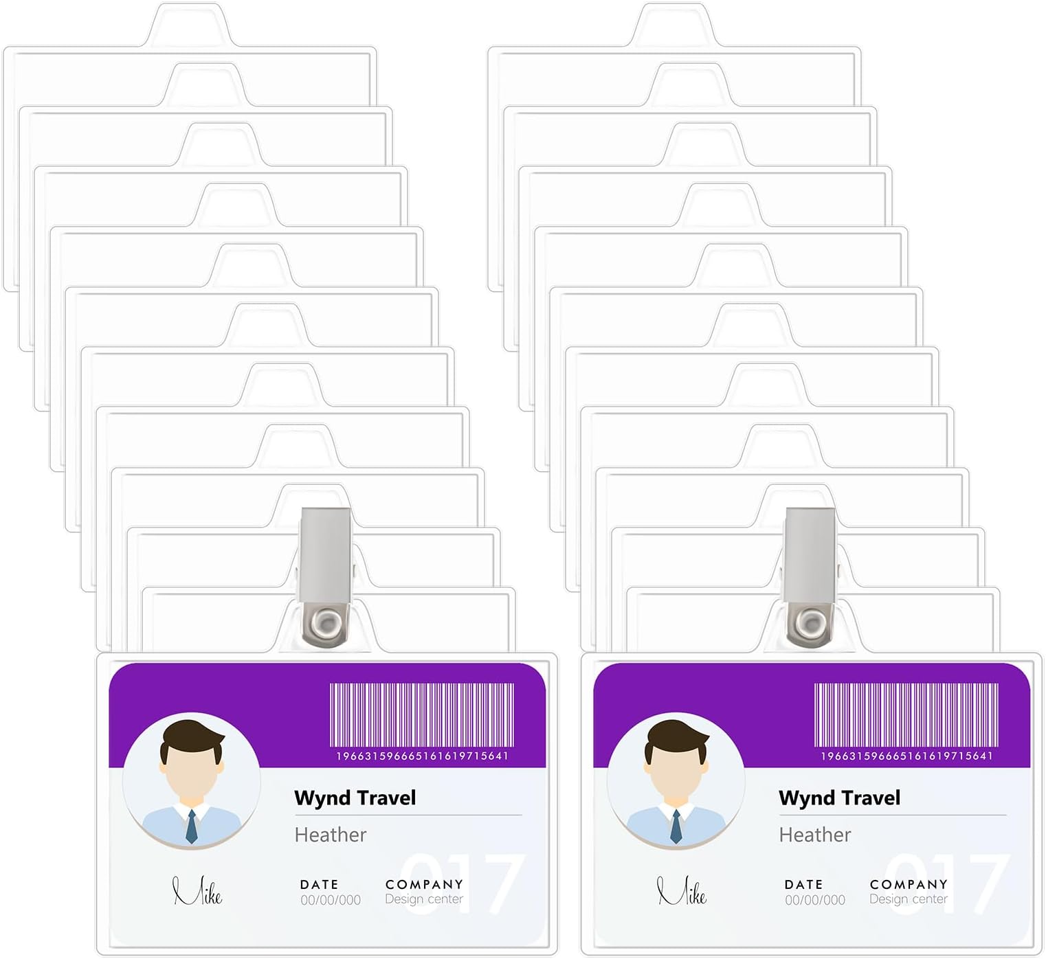 Name Badge Holders with Clip - Fushing 100PCS Clear Plastic ID Badge Holders with Badge Clips for 2-1/4 Inch x 3-1/2 Inch Name Badge Inserts