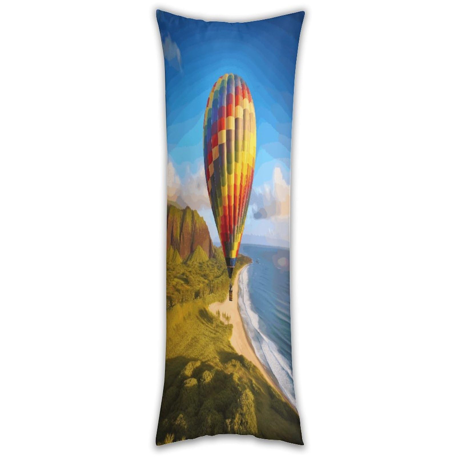 Hawaii Hot Air Balloon Pillow Cases Breathable Vertical Long Pillowcase Body Pillowcase with Hidden Zipper Closure Soft and Cozy Pillow Cover 20x54 Inches for Bedroom Couch