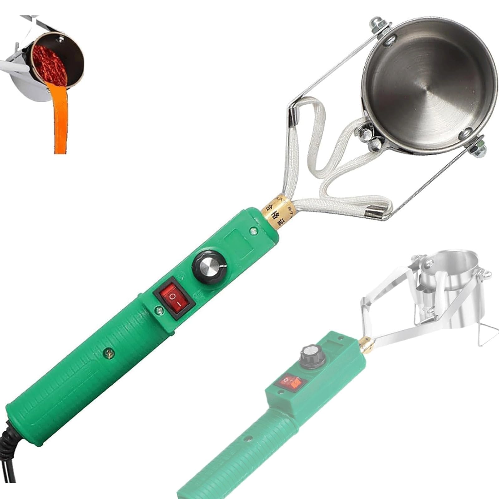 Solder Melting Pot, Electric Portable Solder Furnace with Handle, Hand-held Lead Melting Metal Crucibles Pot, 1100g Capacity Solder Tin Pewter Melting Pot, for Casting Heads Tin Soldering Tools