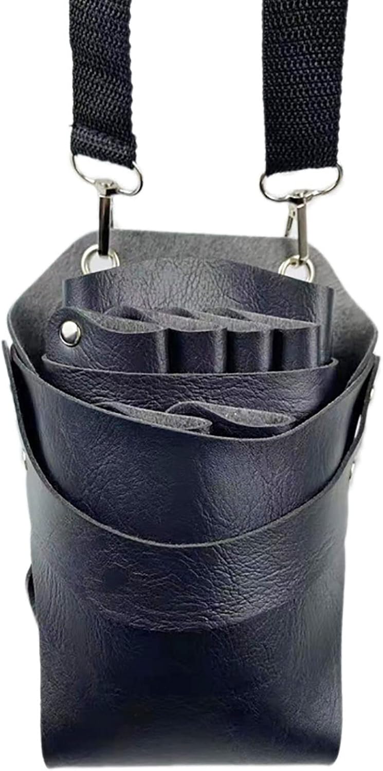 Scissors Storage Bag，Hair Scissor Holster Pouch Holder Tool Salon Waist Belt Bag,Hair Pu Leather Clips Comb Hairdressing Barber