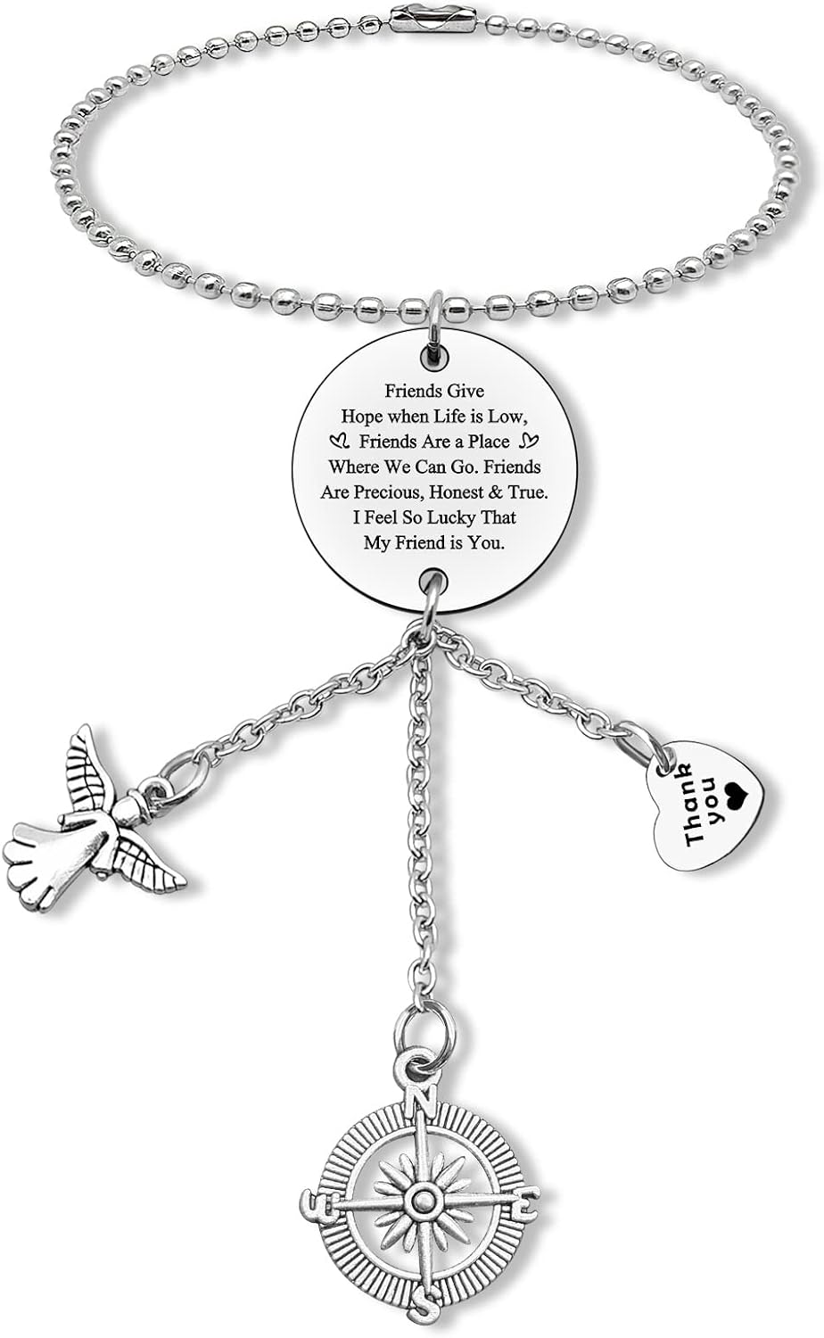 Best Friends Rear View Mirror Charm - Friendship Gift for Women Men True Friend Sister Brother - Birthday Graduation Gifts - Hanging Ornaments Car Pendant for Home Vehicle Interior Decoration