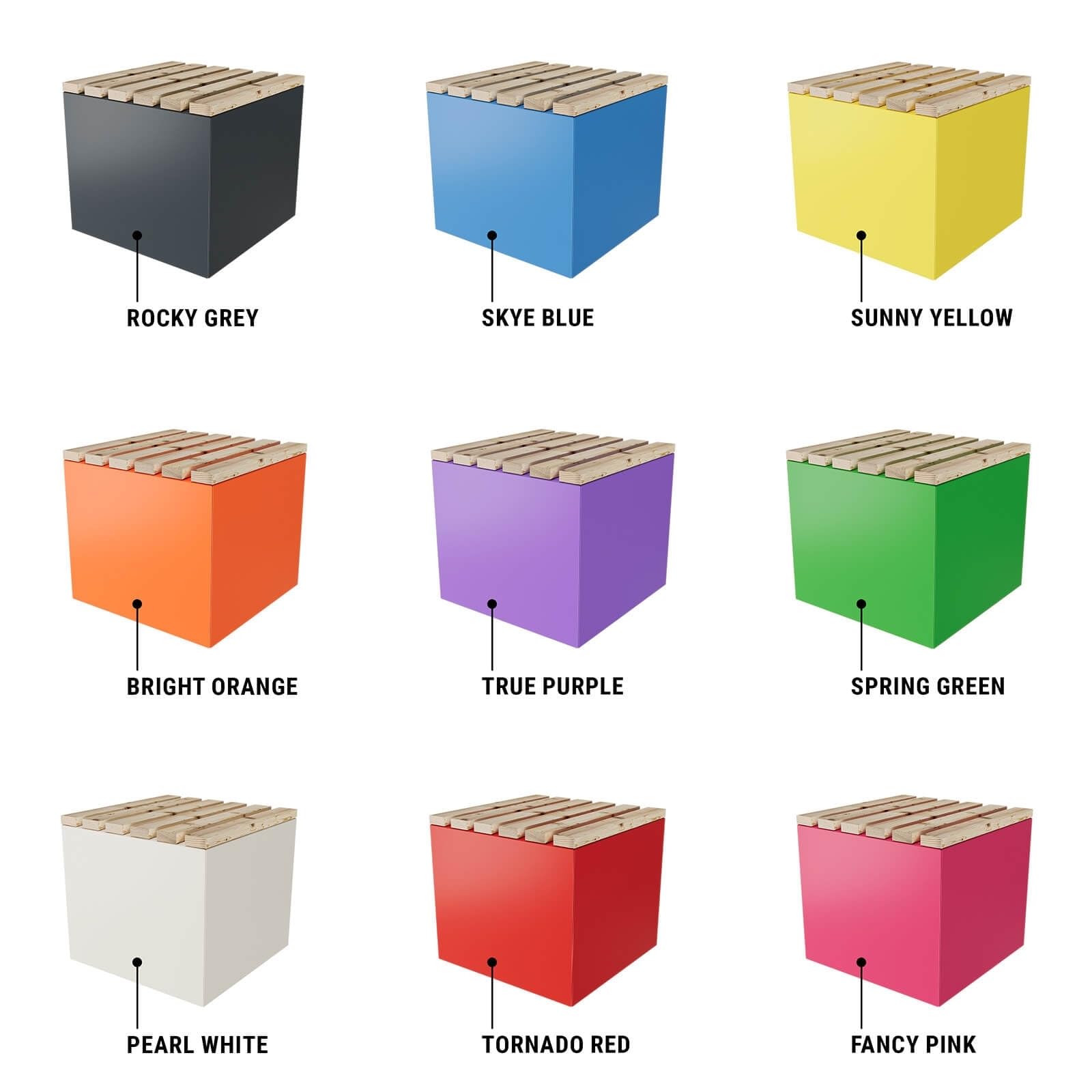 ETG Garten Sitzwürfel Sitzhocker Sitzbox Sitzbank aus Stahl & Lärche 50 x 45 x 50 gelb