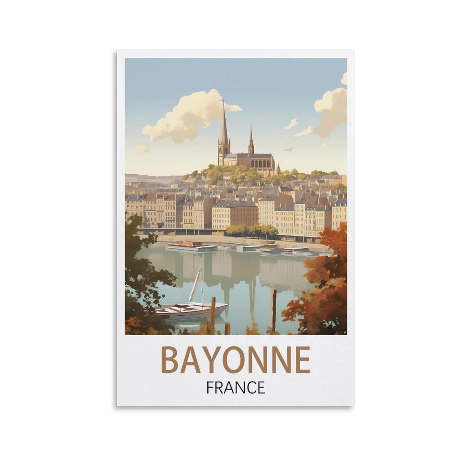 EZMLFA 5D Diamond Art Kits for Beginner,Bayonne Frances,Diamond Art House DIY Diamond Art Kits for Home Wall Decor 50x60cm