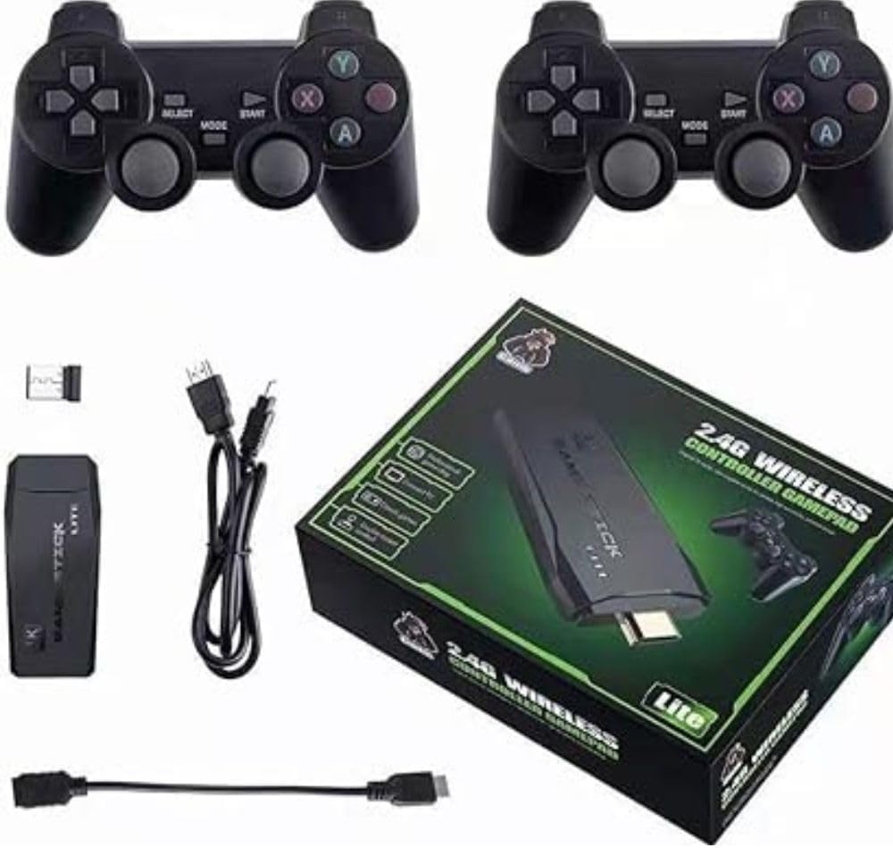 64GB Retro Game Console – Preloaded 2500+ Games, Wireless Controllers, HDMI & USB Charging, Black