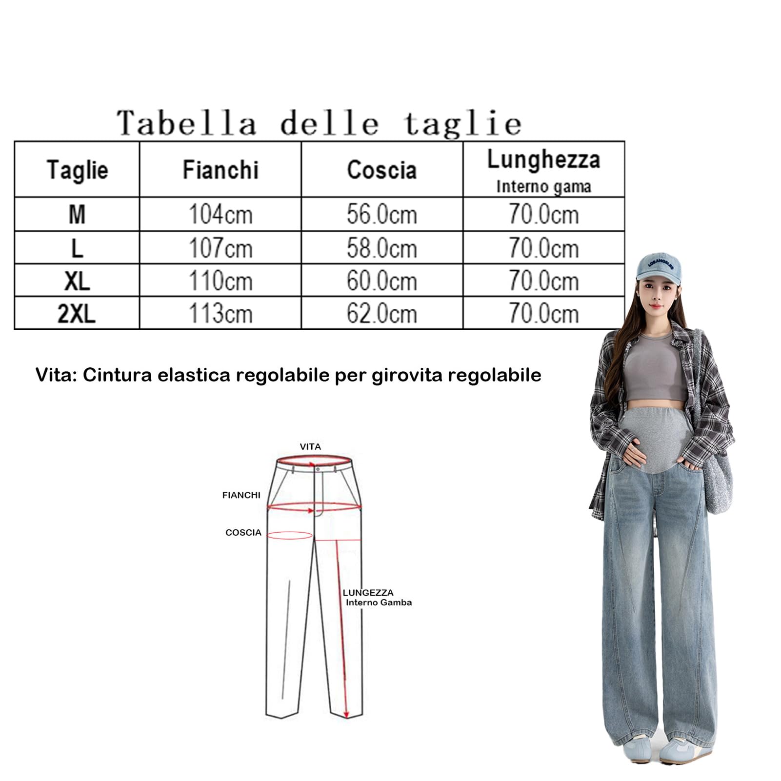 Jean de maternité, large, décontracté, avec ceinture réglable, pantalon tendance et pratique, adapté aux filles de moins de 170 cm