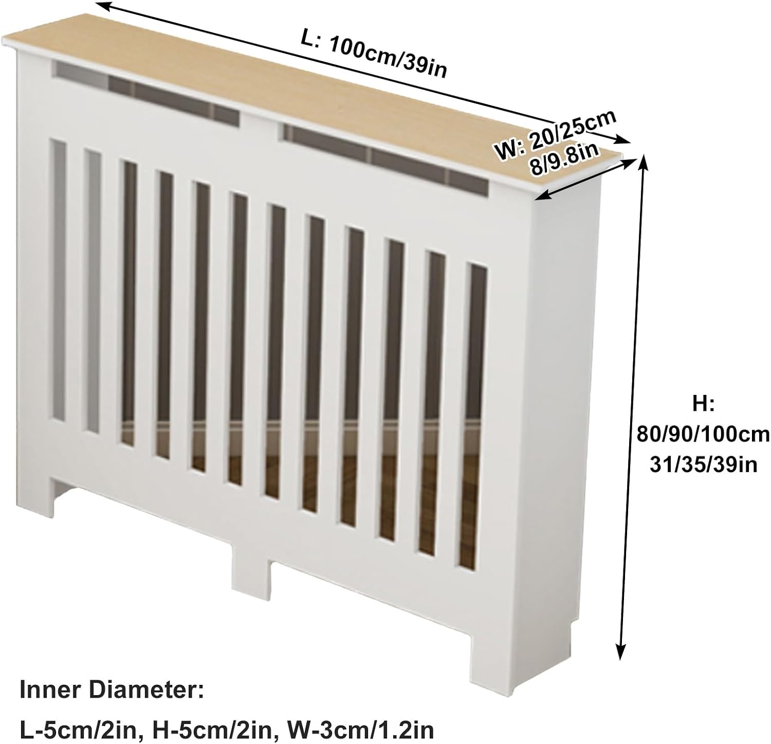 Radiator Shelf, Radiator Covers for Home, Heating Cabinet Shelf, Stronger Load-Bearing Capacity for Entryways, Living Rooms, Bedrooms, Studies(100x100x25cm/39x39x9.8in)