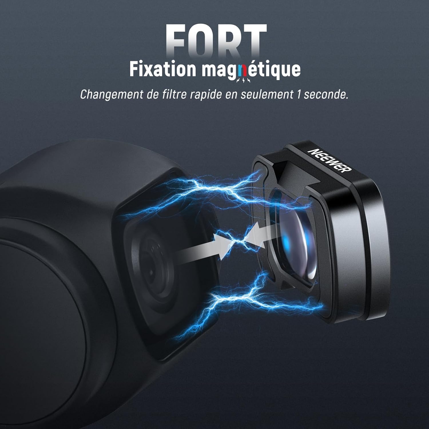NEEWER Objectif Grand Angle 0,75x Compatible DJI Osmo Pocket 4 3 Xtra Muse Creator Combo, Asphérique Multicouche Magnétique FOV 108° pour Caméra d'Action