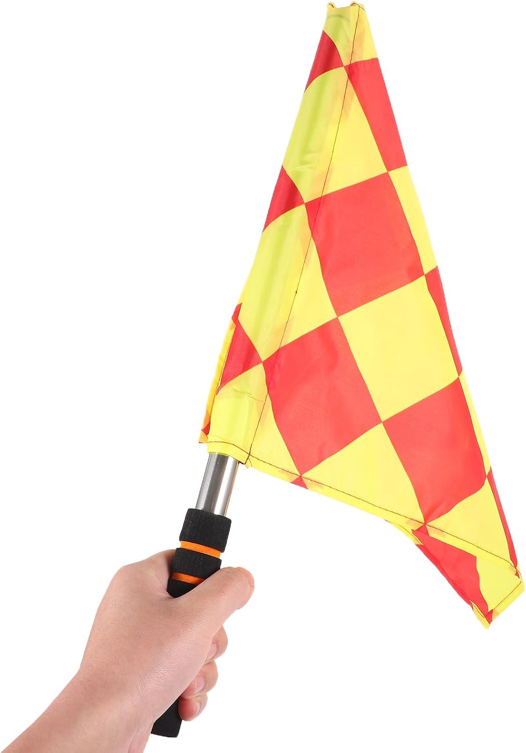 VALICLUD 2pcs Referee Flags Soccer Field Flags with Stainless Steel Rods and Foam Handles Hand Signal Traffic for Soccer Match and Racing Officials