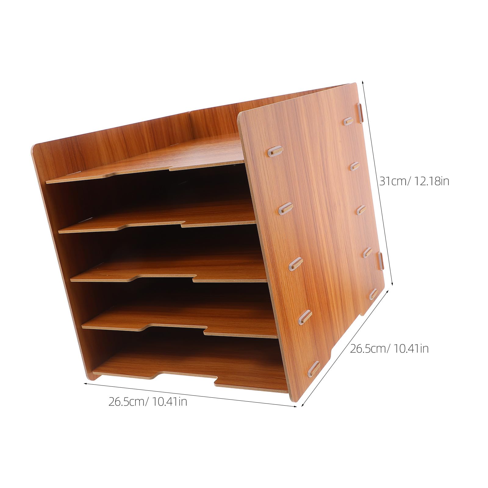SUPVOX Organisateur de Documents en Bois à 5 Niveaux, Porte-Documents de Bureau en Bois Massif Couleur Brun Noyer, Trieur de Fichiers Vertical Multifonction pour Bureau, École et Maison,