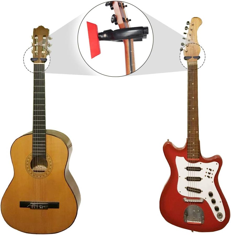 EASTROCK Guitar Wall Mount - Auto Lock Hanger, Wall Hook Holder for Acoustic & Electric Guitars - Red image 4