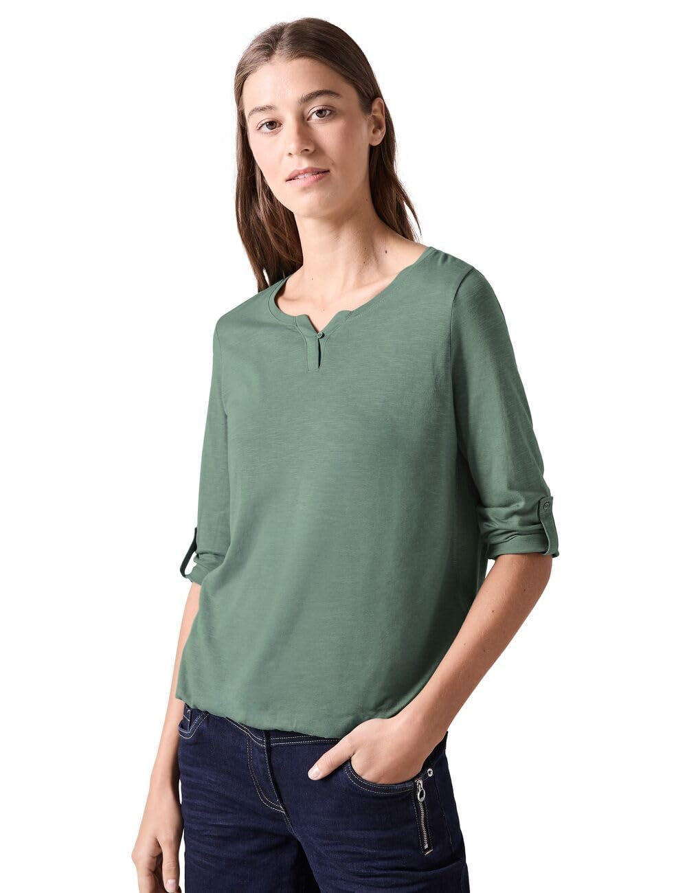 Cecil Women's 313172 Fenja T-Shirt, Raw Salvia Green, S
