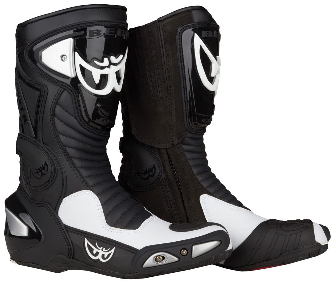Berik Race-X Racing Motorradstiefel, schwarz/weiß, 48 | Leder