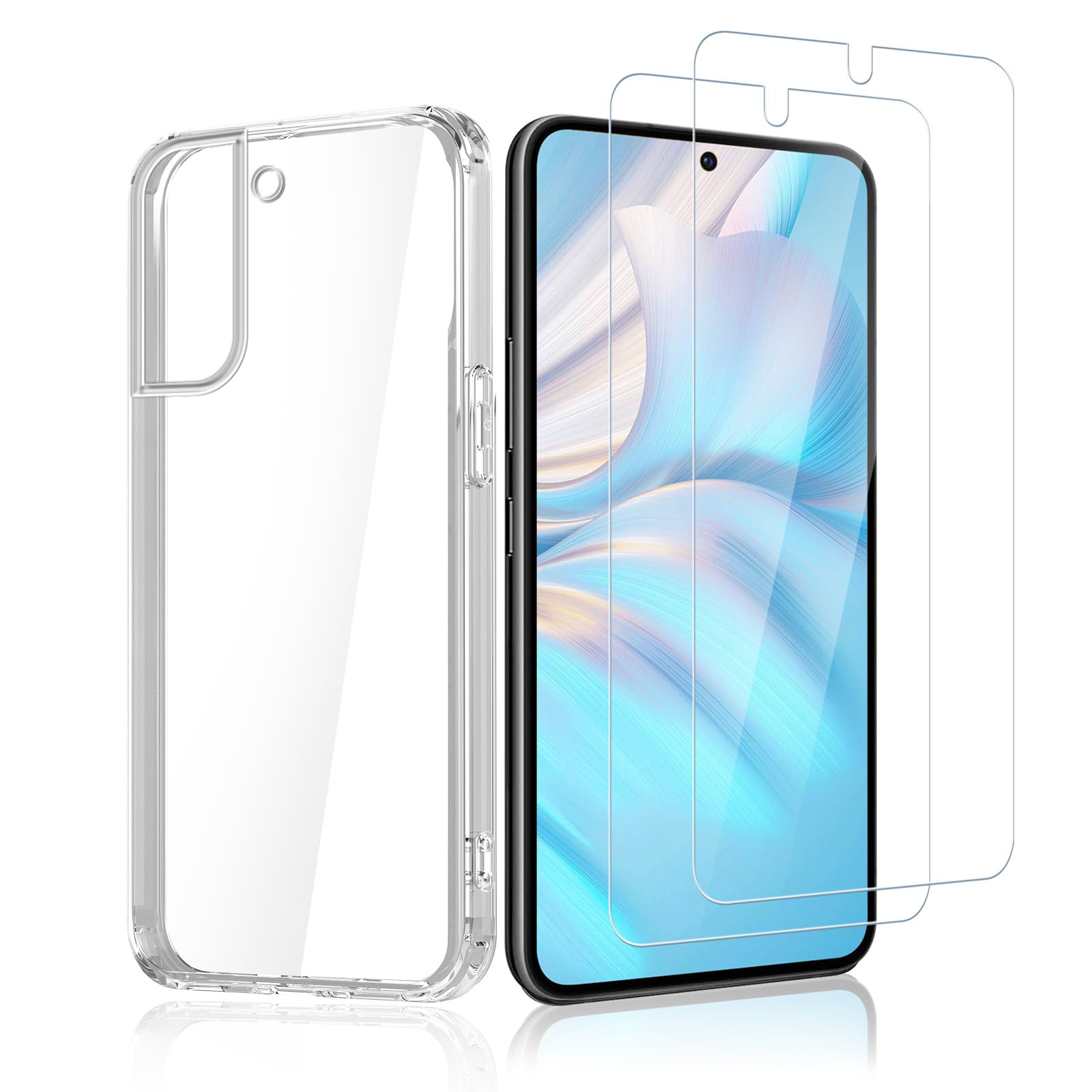 Agedate3-in-1 Case/Tempered Glass for Samsung Galaxy S10e, [Pack of 2 Tempered Glass + 1 Mobile Phone Case] 9H Hardness Tempered Film, Scratch-Resistant HD Crystal Clear Mobile Phone Case, Tempered