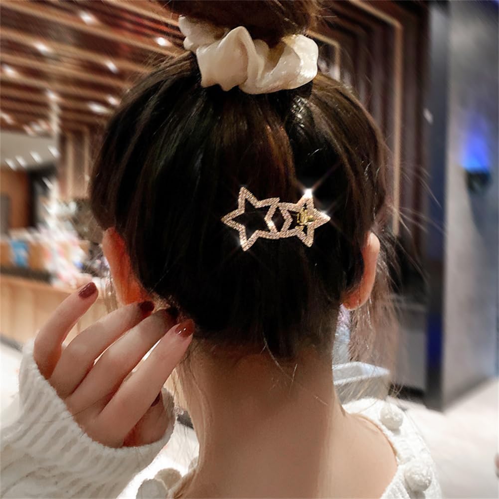 Star Rhinestone Bangs Side Clip Five Pointed Stars Full of Diamond Duck Clip Hairpin Rhinestone Non-Slip Hair Clip Hair Accessory for Girls and Women - Image 3