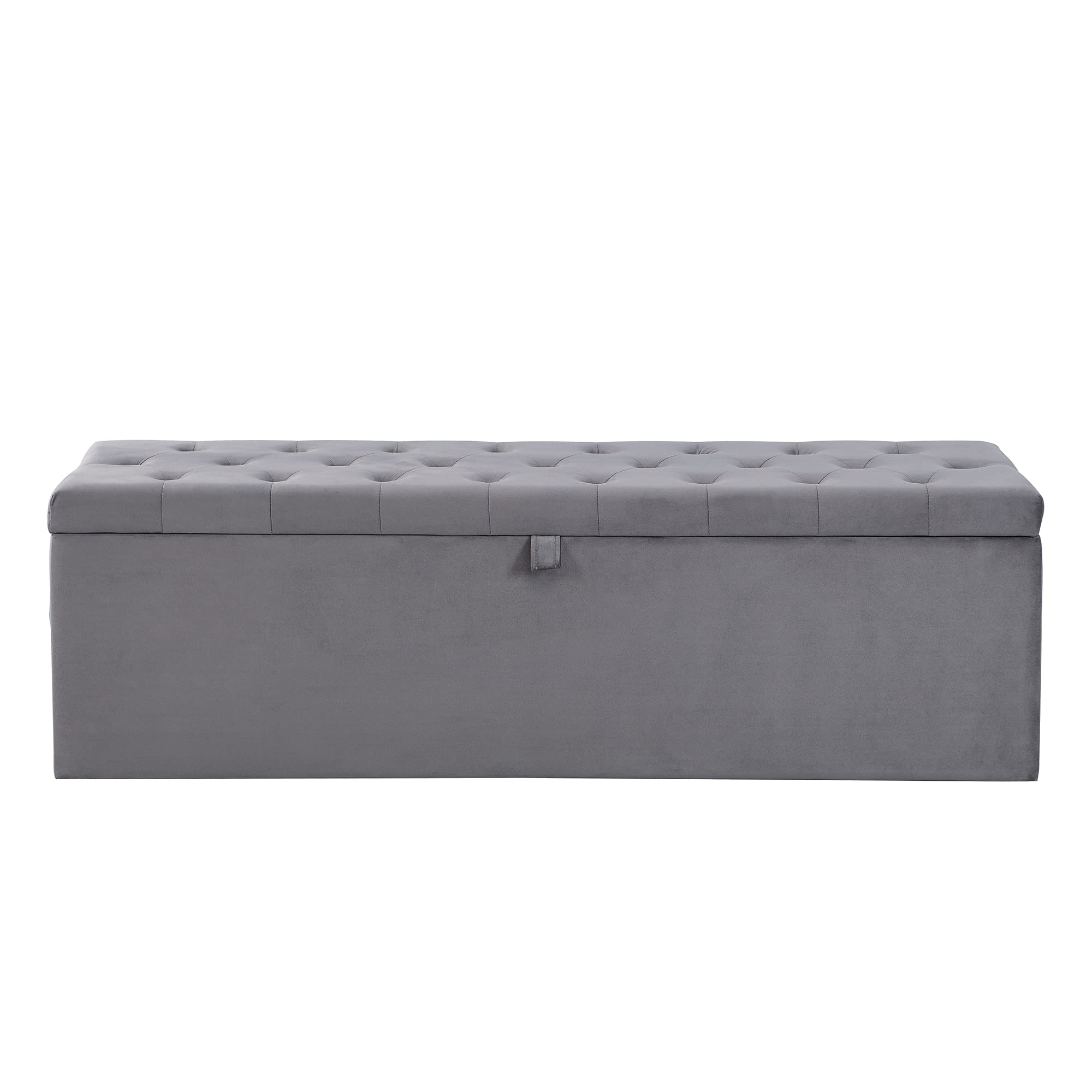 Samt, Polsterbank, Gepolsterte Sitzbank, Betthocker, Bank mit Stauraum, grau 138 x 41 x 42 cm