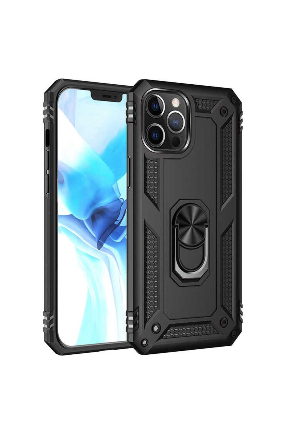 Zore Apple İle Uyumlu iPhone 12 Pro Max Kılıf Vega Kapak, Siyah
