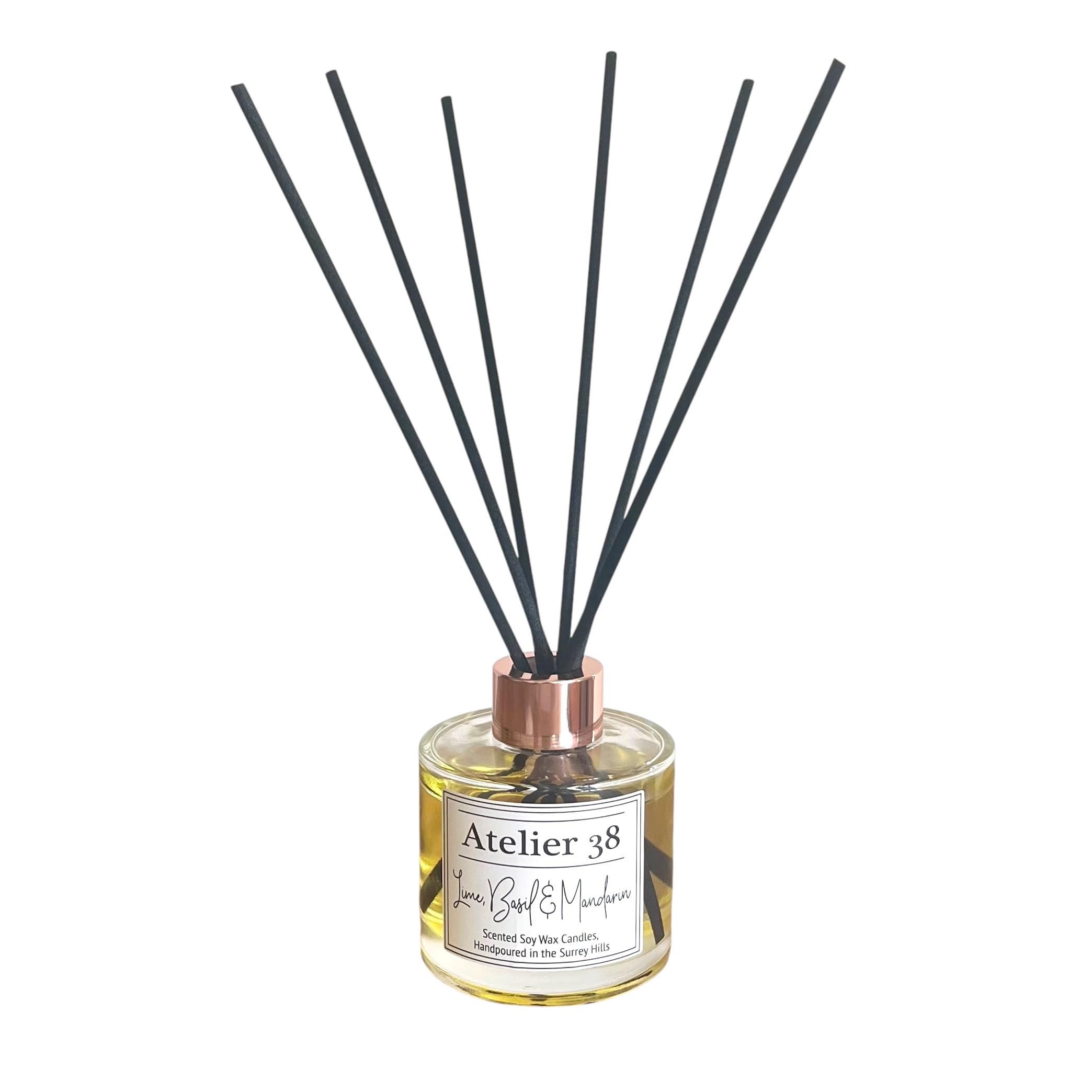 Atelier 38 Lime Basil & Mandarin Reed Diffuser for Home 120ml - Luxury Reed Diffusers for Home Fragrance, Long Lasting Air Diffuser & Bathroom Air Freshener - Home essential