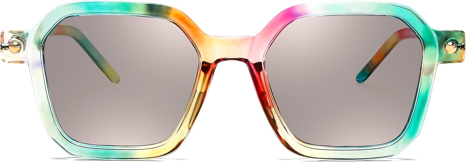 FEISEDY Vintage Square Sunglasses Men Women Classic Retro Trendy Large Frame UV400 Sun Glasses B0154 - Image 2