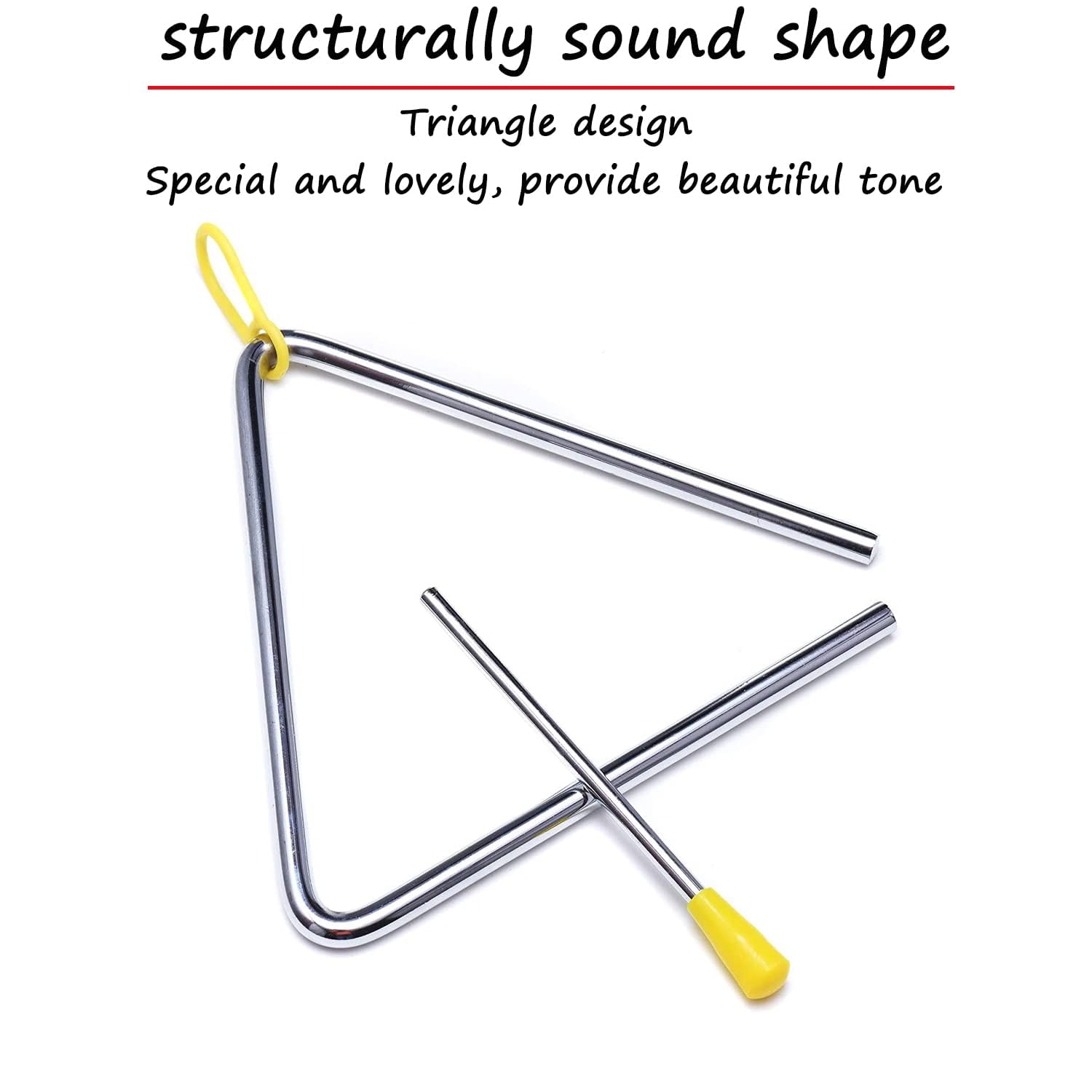Instrument de musique triangulaire de 15,2 cm, percussion triangulaire, instrument musical triangulaire avec maillet, pour maternelle, éducation musicale précoce