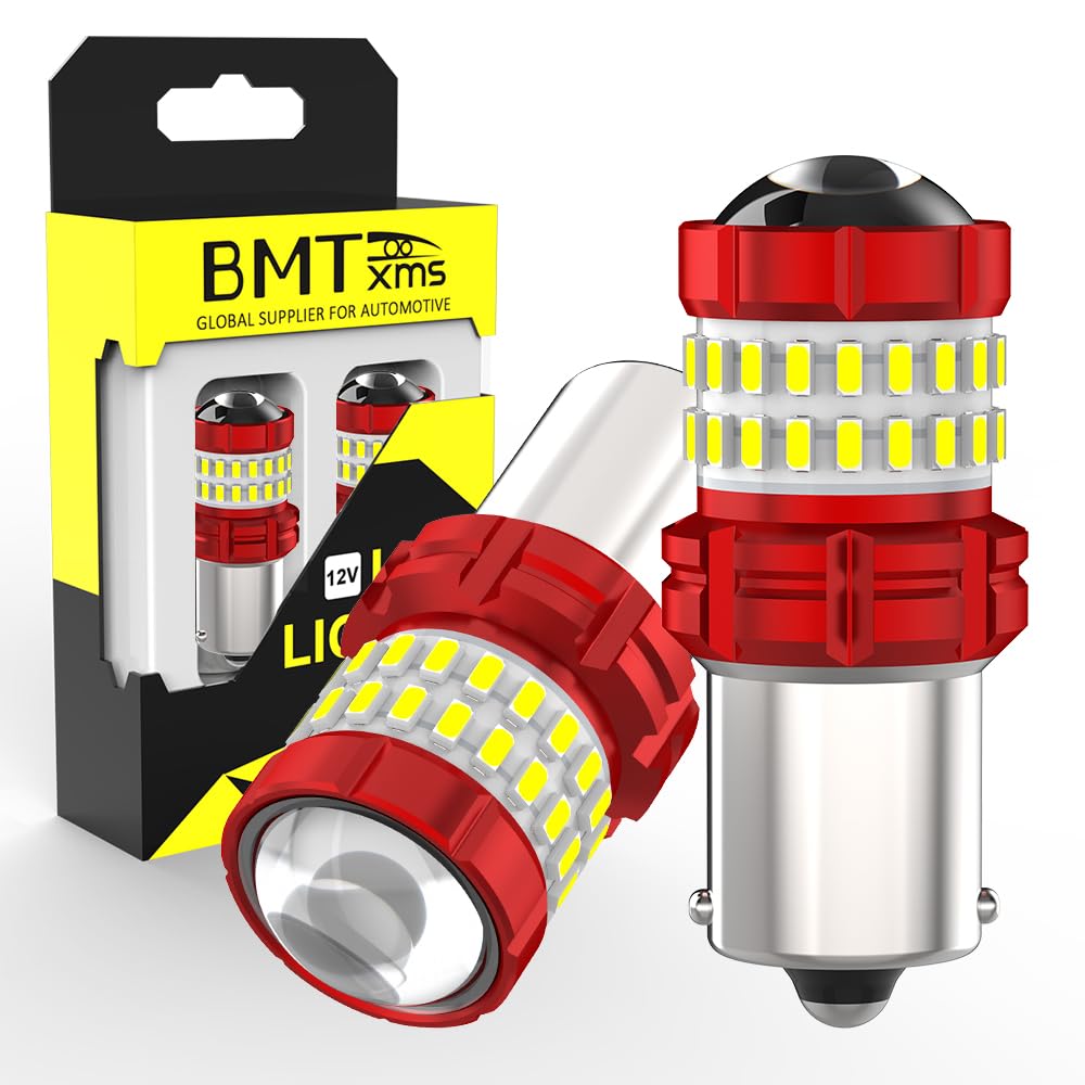 BMT xms Bombilla LED 1156 – 400% súper brillante 6000K blanco 7506 BA15S P21W LED de repuesto con proyector para luces de marcha atrás DRL, luz de respaldo, paquete de 2