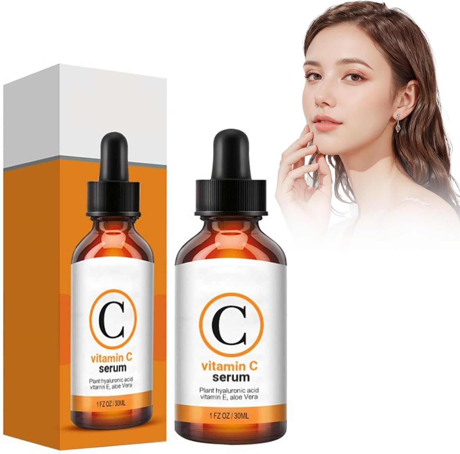 Vitamine C gezichtsserum – anti-aging formule met hyaluronzuur, vitamine E – lichter serum – verbetert het uiterlijk van donkere vlekken, huidtint, rimpels en rimpels – 60 ml
